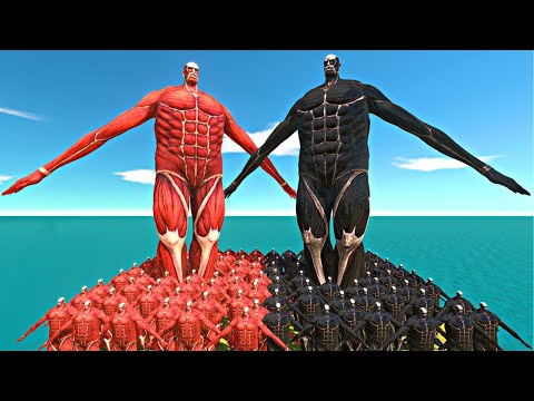 Colossal Titan vs Dirty Colossal Titan in Cage - Animal Revolt Battle Simulator