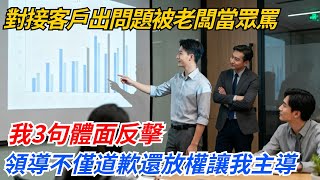 對接客戶出問題被老闆當眾罵：搞不定就滾蛋，我3句體面反擊，領導不僅道歉還放權讓我主導#奇聞#案件#真相#職場#職場文化#故事#完結爽文#情感故事