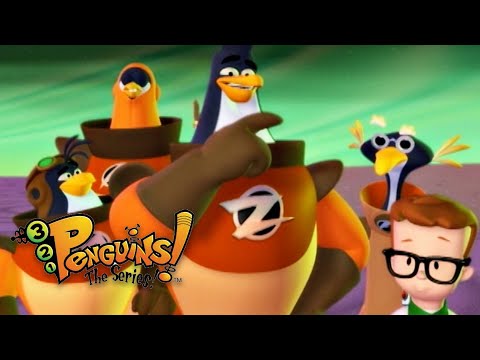 Promo image for 3-2-1 Penguins! The Series featuring penguin characters in orange outfits with a boy wearing glasses in the foreground.