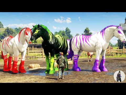 Arthur Morgan Tames 3 Massive Rare Horses at Emerald Ranch | RDR2 Horse Adventure