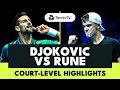 Novak Djokovic vs Holger Rune Thriller: Court-Level Highlights | Nitto ATP Finals 2023
