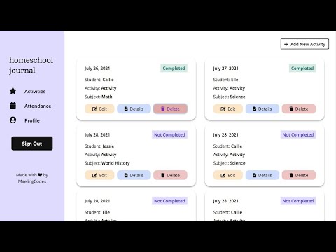 Video walkthrough of homeschool journal