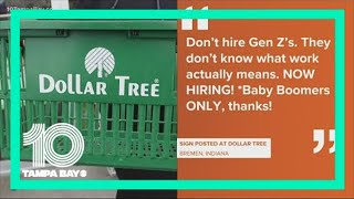 'Don't hire Gen Z's': Indiana Dollar Tree manager accused of age discrimination for help wanted sign