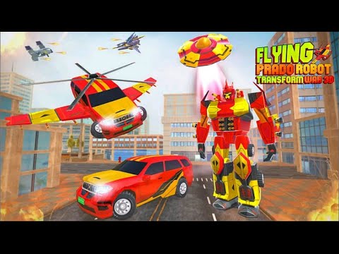 Flying Prado Robot Transform Car: Helicopter War - Android Gameplay