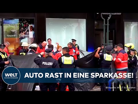 SCHOCK IN HAMBURG: Auto rast in eine Sparkasse! Mehrere Verletzte!