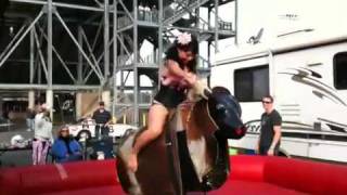 Bunny Pistol on the Mechanical bull at 24 Hours of Lemons