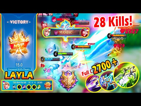 Maniac + 28 Kills Layla Full Power damage Build - How to build item mm 2022 ~ Layla top 1 global