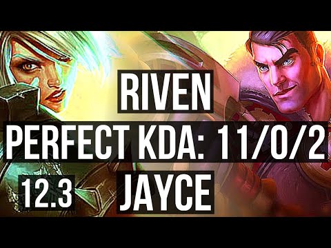 RIVEN vs JAYCE (TOP) | 11/0/2, Rank 6 Riven, 6 solo kills, Legendary | KR Grandmaster | 12.3