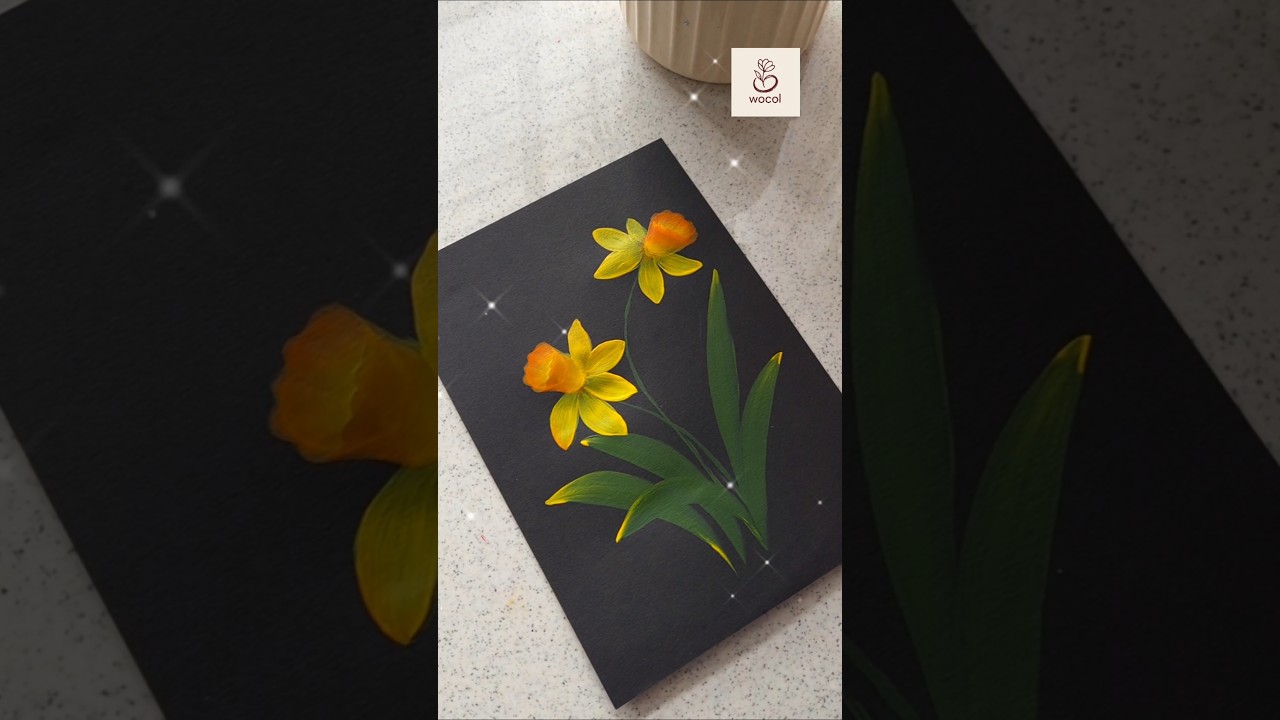 Painting daffodils in onestroke #artvideo #dailyart #wocol