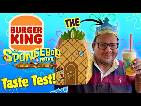 Ich probiere gerade das neue SpongeBob-Filmmenü von Burger King! (Ananashaus-Box!) 🍍🤓