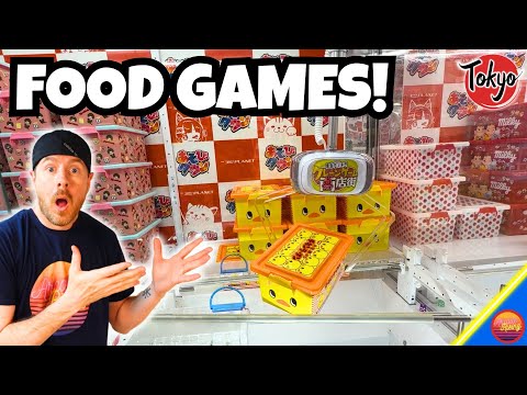 JAPANESE FOOD CLAW MACHINES! Piles of Snacks at this Huge Japanese Crane Game Arcade!