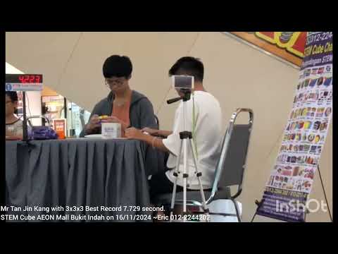 Mr Tan Jin Kang with 3x3x3 Best Record at 7.729 second