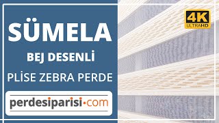 Sümela Bej Plise Desenli Zebra Perde (4K) PerdeSiparisi.com