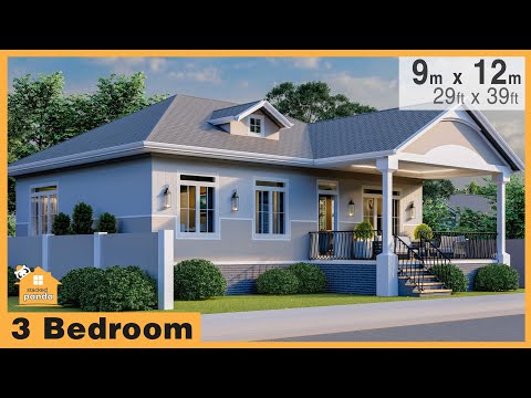 Low Cost Luxury | 3 Bedroom | 9 x 12 meters (29by 39ft) Modern House Design 108sqm