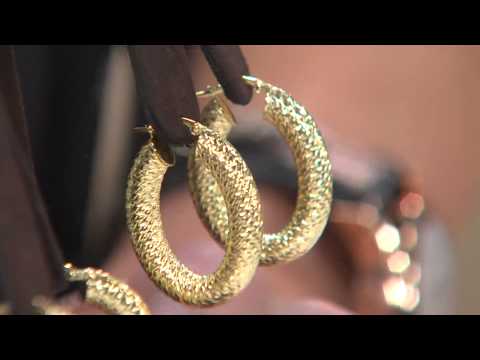 VicenzaGold 1-1/4" Round or Oval Diamond Cut Tube Hoop Earrings, 14K with Nancy Hornback