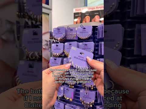 When you go home with 3 earrings stacks after every trip... #Claires #iykyk #butterflyeffect