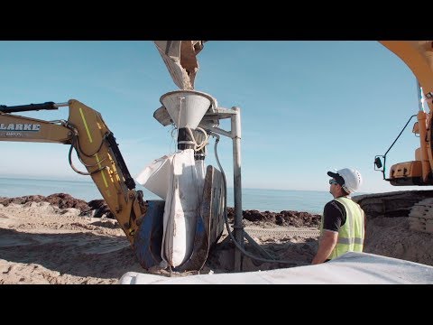 Elcorock sea wall revetment installation on Kingston Beach, SA