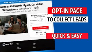 How to Create an Optin Landing Page in Less Than 30 Minutes - How to Capture Leads