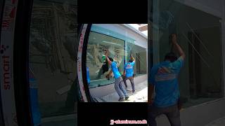 ติดตั้งกระจกแผ่นใหญ่กระจกเท็มเปอร์นิรภัย