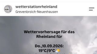 Wettervorhersage für Do.,10.09.2026 + Folgetage fürs Rheinland!😉 #wett