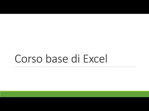 Excel corso base - Lezione 1 A cosa serve Excel