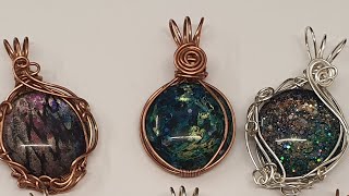 paint your own galaxy inspired glass cabochon and wire pendant -  part one