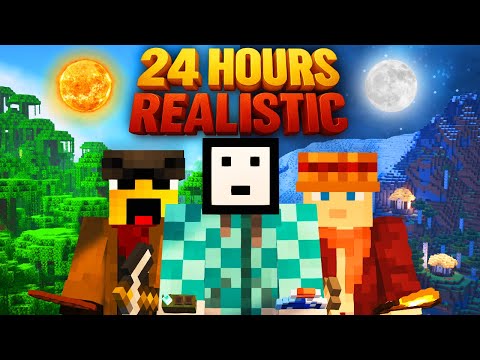 We Survived 24 HOURS in Realistic Minecraft! (Full Movie)