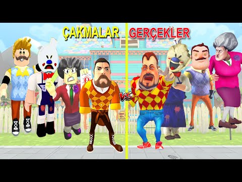 ÇAKMA KÖTÜLER vs GERÇEK KÖTÜLER 2 😱  Dark Riddle - Scary Teacher - Ice Scream 8