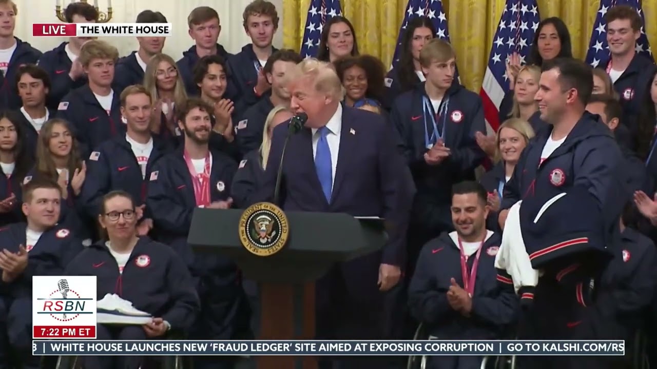 WATCH: President Trump Shares Stories of Olympians Before Receiving Gifts From Team USA - 08/06/26