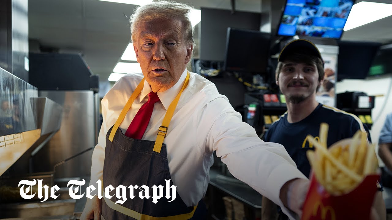Donald Trump serves fries at Pennsylvania McDonald's