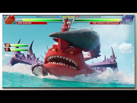 Sea Monster vs Giant Purple Crustacean with Healthbars