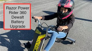 Razor Power Rider 360 battery upgrade with 20V Dewalt lithium swap modification replacement