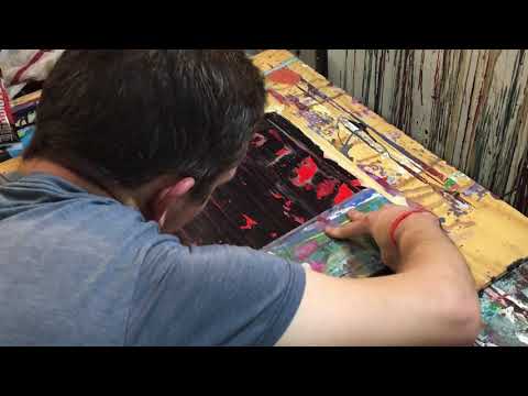 Red, Black, White Gerhard Richter Abstract Painting TIMELAPSE