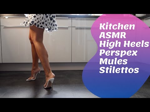 Kitchen Sounds ASMR cooking lunch in High Heel Mules and summer dress (no music) long video
