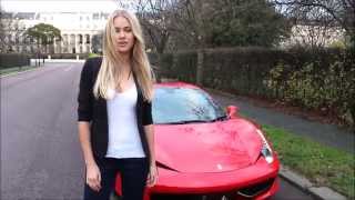 Girl driving her brand new Ferrari 458 Spider