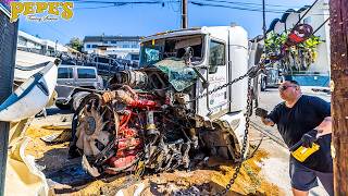 Download lagu Dump Truck Crash in Hollywood Destroys EVERYTHING in its Path! mp3