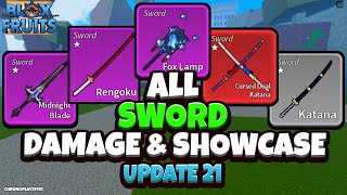 All Sword Damage and Showcase (600 Mastery) (Blox Fruits Update 21) [Roblox]
