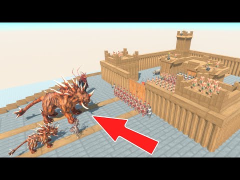 Mutant HELLHOUND vs Ancient Army on Fort in Animal Revolt Battle Simulator