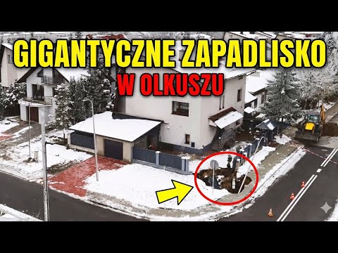 Wielkie zapadlisko w Olkuszu przy Rzemieślniczej z góry – nagranie z drona DJI Air 3S