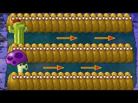 Plants vs Zombies Battlez - 1 Scaredy Shroom vs 1 Cactus vs 99 Gargantuar Zombie