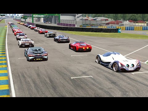 Devel Sixteen vs Hypercars & Supercars at Le Mans no Chicane