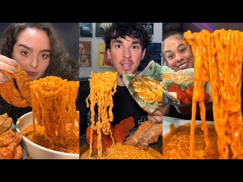 TIKTOK Mukbang Compilation | Buldak, Wingstop, Chipotle, Domino's, In-N-Out & More!