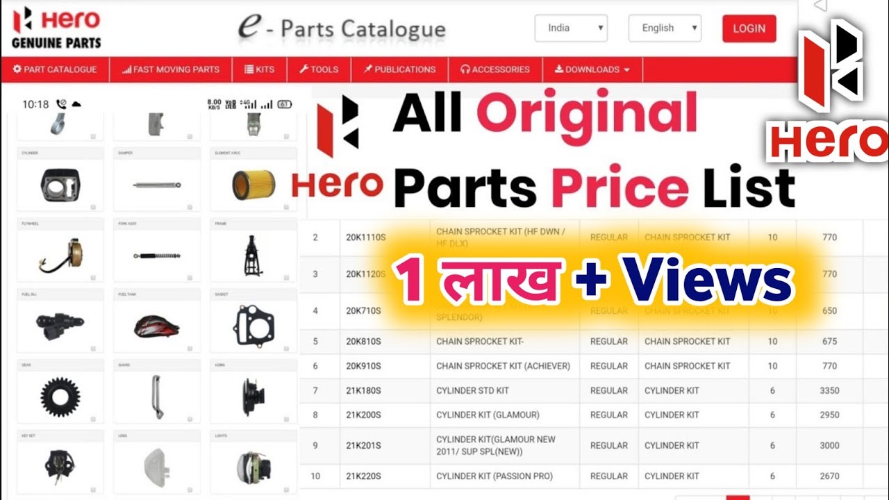 Watch video hero all Original parts price list || hero all parts price || hero genuine parts price list Now hero all Original parts price list || hero all parts price || hero genuine parts price list