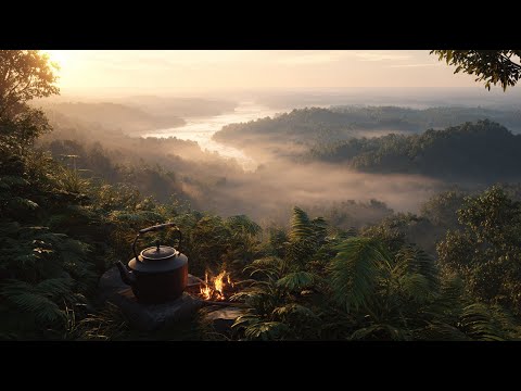 ☀️ Morning Coffee ☕ | Birds & Campfire Ambience | 3-Hour ASMR