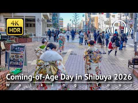 Coming-of-Age Day in Shibuya 2026 Walking Tour [4K/HDR/Binaural]