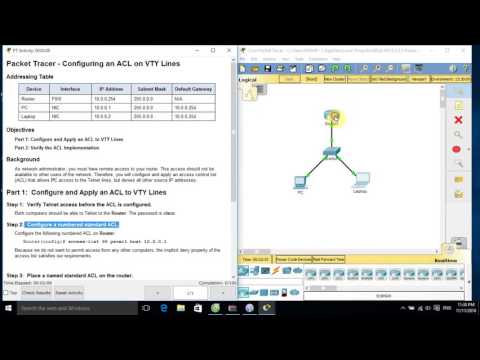 [CCNA S2] 9.2.3.3 Packet Tracer - Configuring an ACL on VTY Lines.