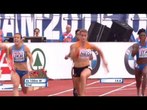 Womens 4x100m Final - Dafne Shippers Destroys Her Leg - European Athletics Championships 2016