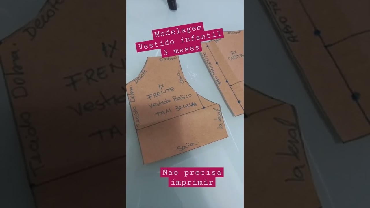 Molde grátis de vestido infantil TAM 3 meses . não precisa impimir