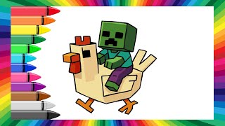 How to Draw CHICKEN JOCKEY MINECRAFT 🐔🧟 Drawing Tutorial