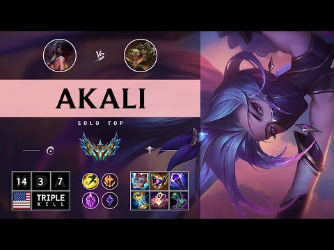 Akali Top vs Renekton: Triple Kill, Legendary - NA Challenger Patch 14.15